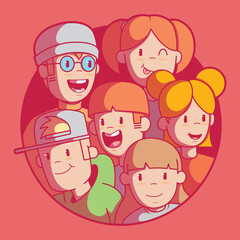 Kids group vector illustration. Playground, social design concept.