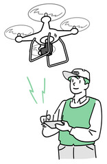 ドローンを操縦する男性