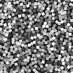 Glitter seamless texture. Adorable silver particles. Endless pattern made of sparkling squares. Fant