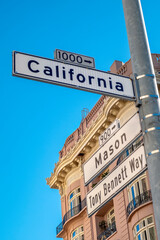 Obraz premium California Street sign, Tony Bennett Way, San Francisco, California