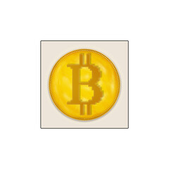 Gold Coin icon art illustration. Simple yellow circle crypto coin design. 
