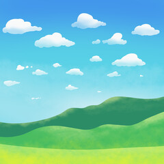 Fototapeta premium Cartoon Landscape art illustration kids book cover design