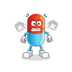 medicine very angry mascot. cartoon vector