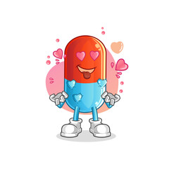 medicine fallin love vector. cartoon character