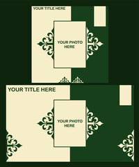 Set of design templates on a dark green background. Suitable for wedding invitations, events, covers, promotions. Cards, flyers, banners. Artistic, abstract. Vector with text and photo space