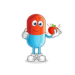medicine eating an apple illustration. character vector