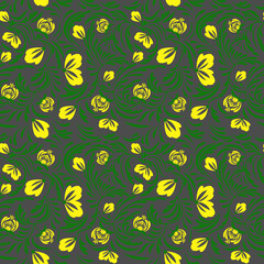 Folk floral flowers. Ethnic tradishional seamless pattern