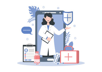 Online Healthcare and Medical Concept of Doctor Vector Illustration