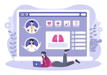 Online Healthcare and Medical Concept of Doctor Vector Illustration