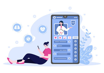 Online Healthcare and Medical Concept of Doctor Vector Illustration