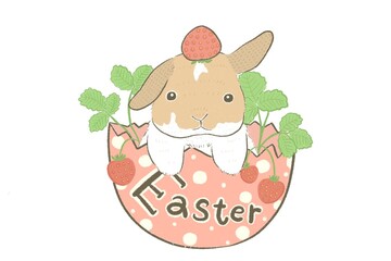 イースターエッグとうさぎといちご