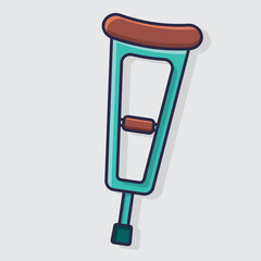 crutch isolated cartoon vector illustration in flat style