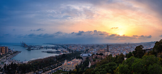 Fototapeta na wymiar Panoramic view of Malaga city, south of Spain