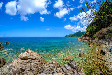 Ao Hin Ngam bay rock beach, clear water beach, blue sky on summer , baan Chaloklum ,koh pha ngan ,Suratthani ,south of thailand