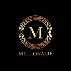 millionaire logo design, icon design template element, lettet m design