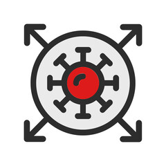 Coronavirus spreading worldwide global covid-19 pandemic icon.