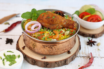 Chicken biryani Spicy Indian Malabar biryani Hyderabadi biryani, Dum Biriyani pulao Kerala India...