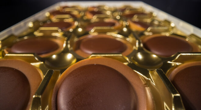 Toffifee - famous sweet caramel candy with chocolate - FRANKFURT, GERMANY - MARCH 4, 2021
