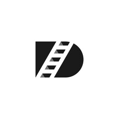 Abstract letter D with stair vector logo template