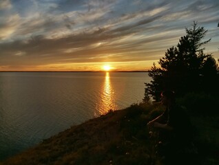 sunset over the lake