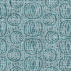 Aegean teal mottled circle patterned linen texture background. Summer coastal living style home decor fabric effect. Sea green wash grunge distressed dot tile. Decorative textile seamless pattern
