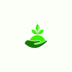 Vector illustration of palms and green plants for plantation land icon, symbol or logo. garden logo. natural product logo. organic logo. symbol of environmental care