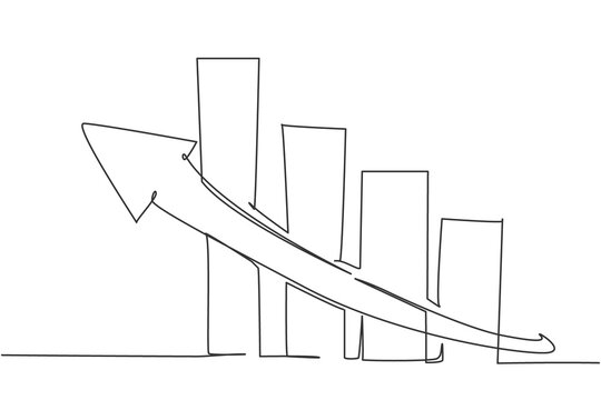 recommend clip art: Single continuous line drawing of increasing sales performance bar graph sign. Successful business sales strategy. Minimalism concept dynamic one line draw graphic design vector illustration