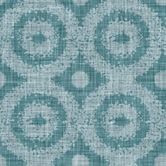 Aegean teal mottled patterned linen texture background. Summer coastal living style home decor fabric effect. Sea green wash grunge distressed blur material. Decorative textile seamless pattern 
