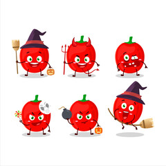 Halloween expression emoticons with cartoon character of pimiente