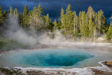 Prismatic Springs of turquois colored waters in Yellowstone National Park.