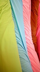 Colourful  fabric rolls  at the textile store
