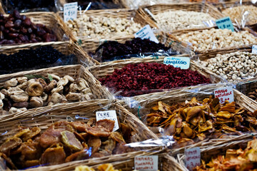 Dried Fruits On A Market Stall In Italien