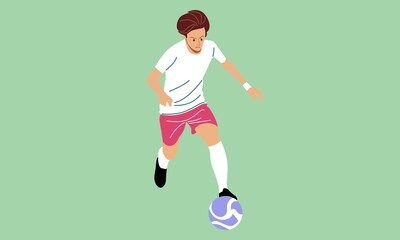 Soccer player illustration in flat style. Vector illustration