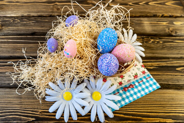 Happy easter! Flat Lay, Internet banner, postcard on Easter