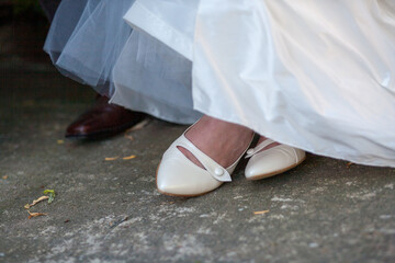 Bride and Groom Feet in Wedding Marriage Ceremony. High quality photo