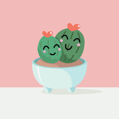 cartoon cactus in glasses, 