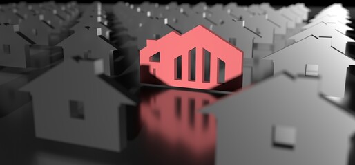 Naklejka premium Especial house. Outstanding building. Best choice concept. 3D rendering