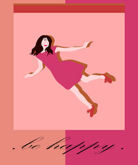 girl in pink-be happy so you fly of the world