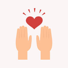 hands with heart concept, Send love to people.