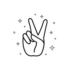 Hand action to show two fingers, Sign of victory 