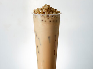 Barley milk tea drink on white background