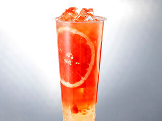 Freshly pressed red glazed fruit drink