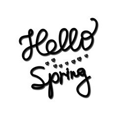 text Hello, spring-on a white background, seasonal vocation, weekend, holiday logo. Spring Wallpaper. the inscription of the text.