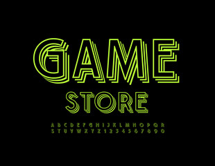 Vector modern logo Game Store. Layered creative Font. 3D trendy Alphabet Letters and Numbers set