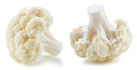 Organic fresh cauliflower isolated on white