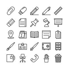 Obraz premium line icon set business office accessories, document and stationery object