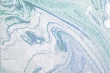 Abstract fluid art background blue and white colors. Liquid marble.