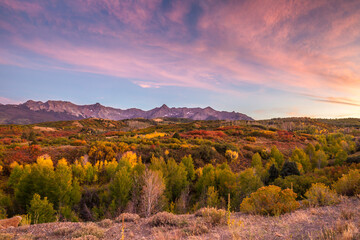 USA, Colorado, San Juan Mountains. Sneffels Range landscape in autumn.