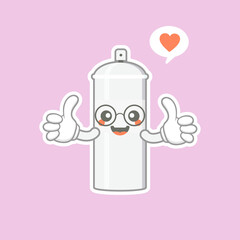 cute and kawaii spray paint cartoon character. spray paint character with happy expression in flat style. can use for mascot, emoji, emoticon, logo
