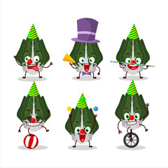 Cartoon character of swiss chard with various circus shows